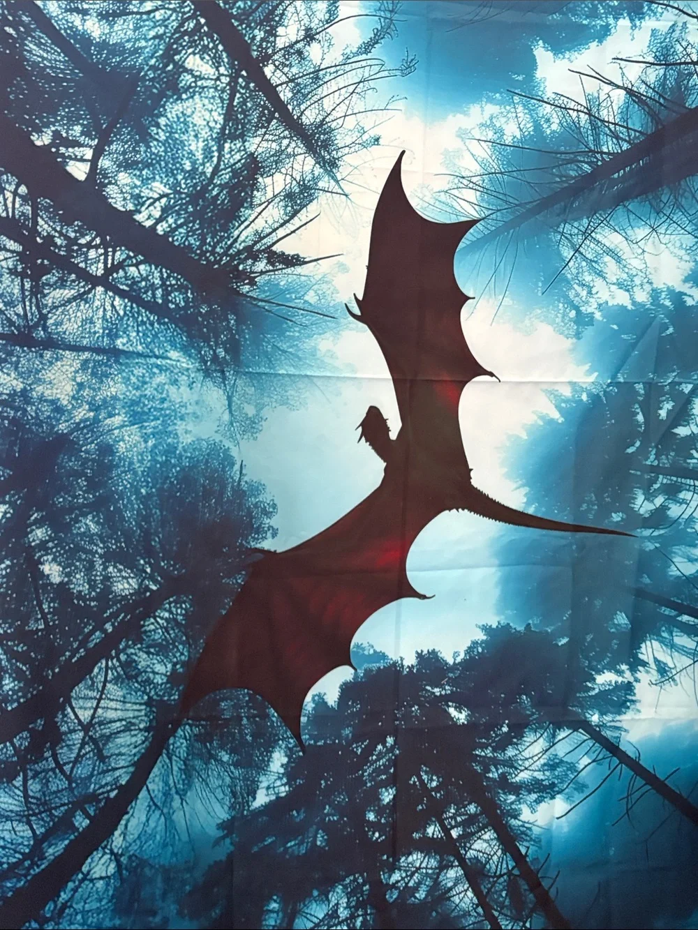 Forest Dragon Tapestry Wall Art - Teal Blue